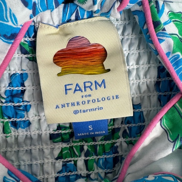 Farm Rio Anthropologie Tiered Cutout Cover-Up Midi Dress Tube Smocked - Picture 7 of 12